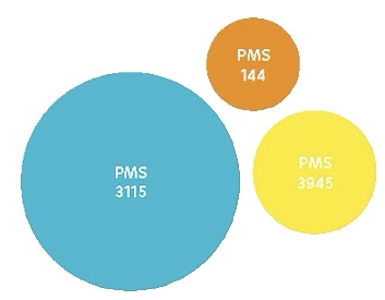 Turquoise, orange, yellow sample